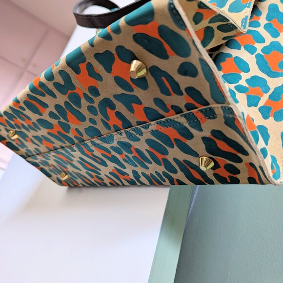 Clare V NWT Leopard Cheetah Print Neon Tote Bag Animal Print Cat Handbag Leather - Picture 12 of 13